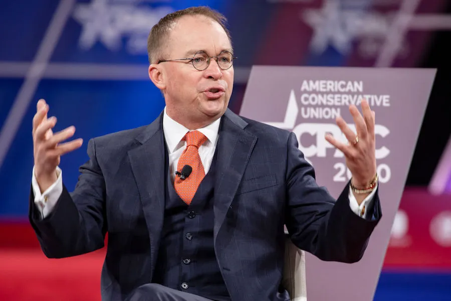 Mick Mulvaney speaks at a February 2020 event.?w=200&h=150